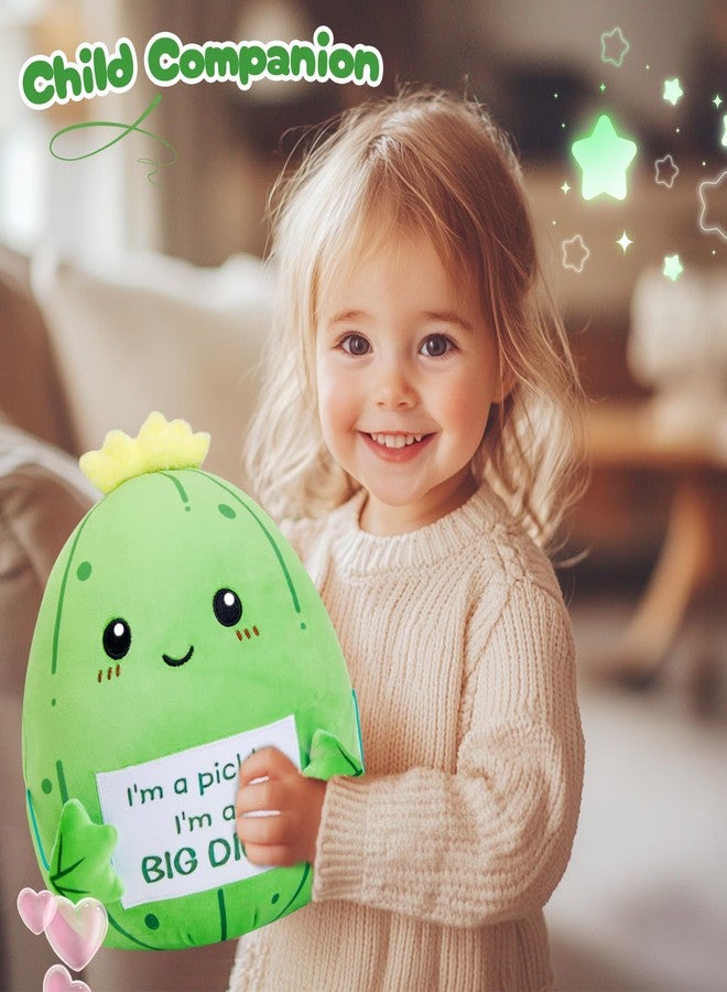 WEWILL Emotional Encouragement Support Pickle Plush Pillow, 12" Positive Green Stuffed Pickle Plush Toy with “I’m a Big Dill!” Sign, Funny Cucumber Encouraging Gift for Kids Friends Coworkers - Image 2